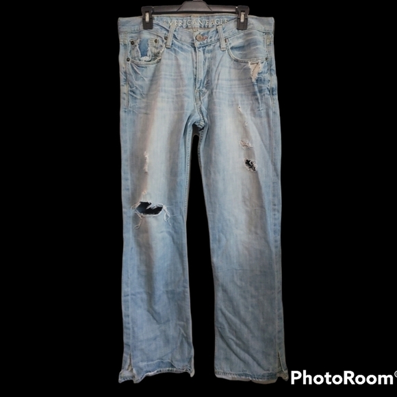 American Eagle Low Rise Boot cut jeans destructed destroyed men size 32/34 - Picture 1 of 10